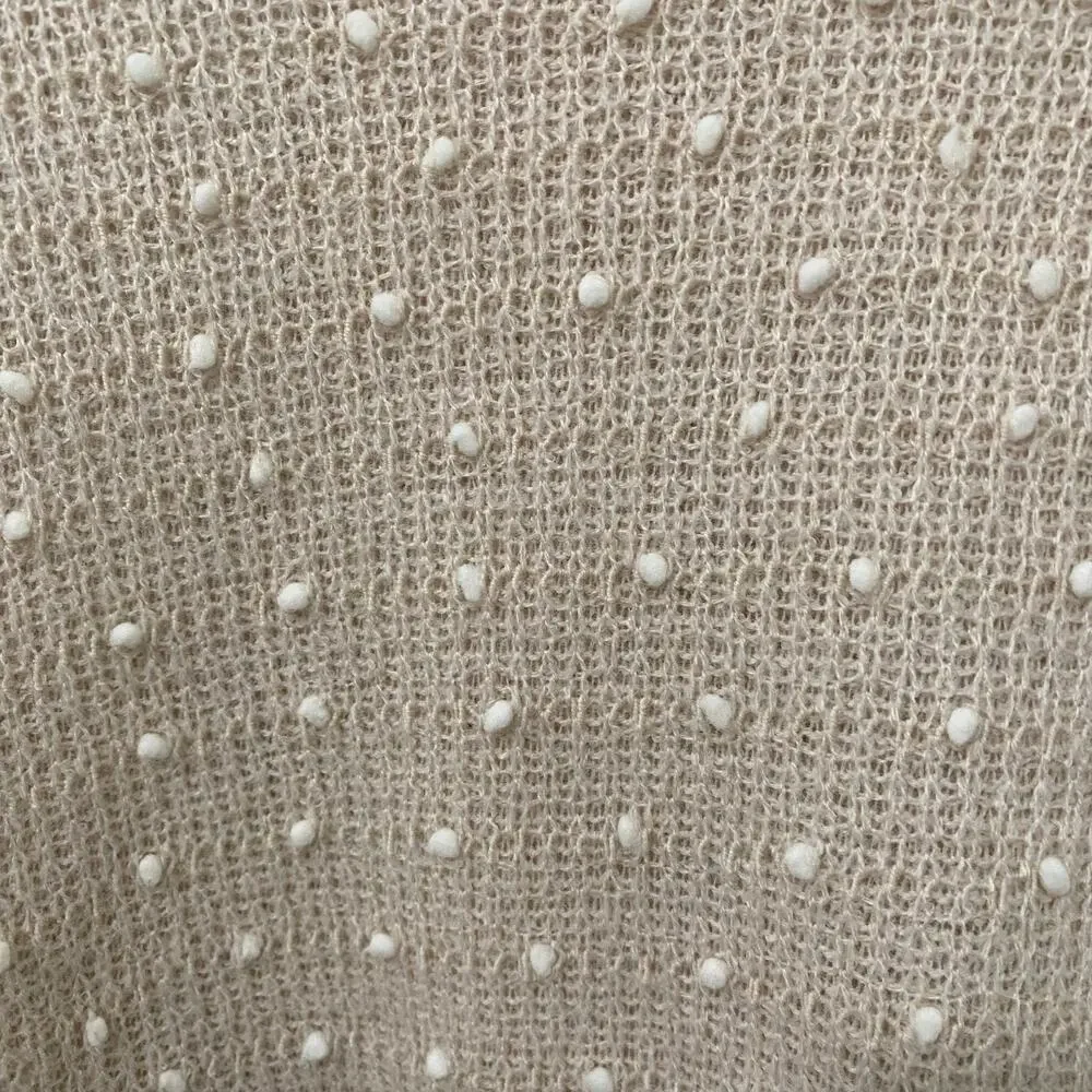 Blu Pepper Swiss Dot Sweater Back Tie Slit Oversized Boho Tan Size S - Picture 4 of 9